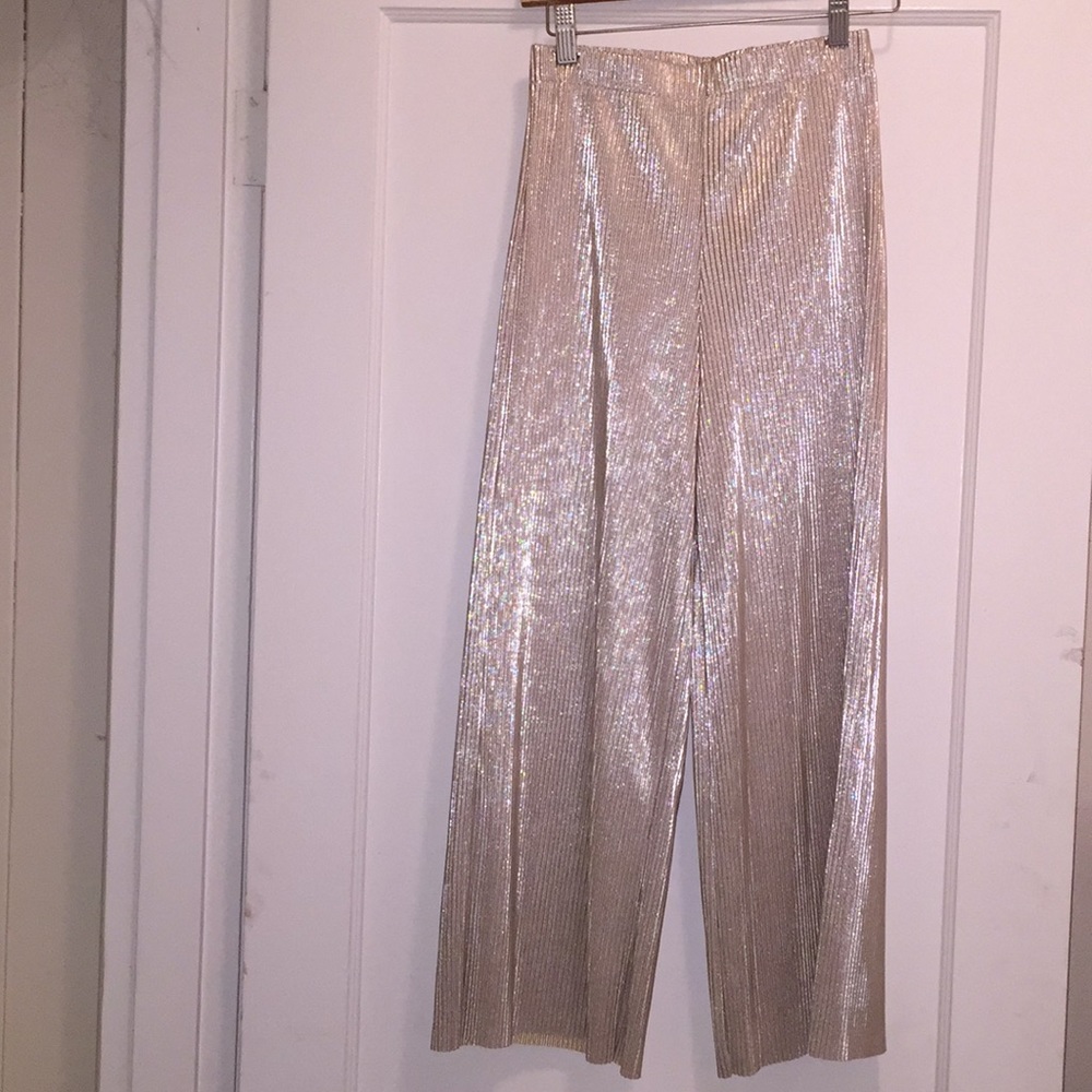 Shimmery Golden Flowy Pant; Don’t Ask Why